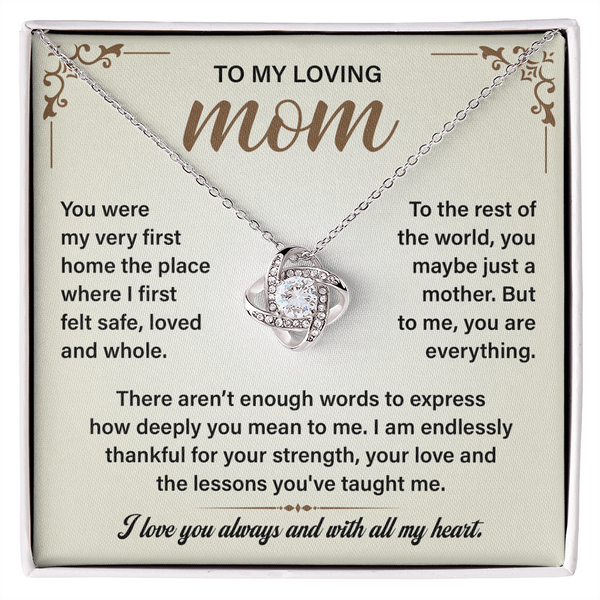 Special silver jewelry gift with love message for mom