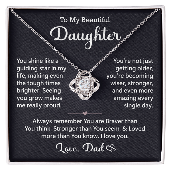 Daughter Necklace From Dad with Message Card Gifts Box
