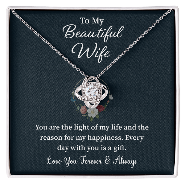 "Romantic wife gift necklace with heartfelt message"