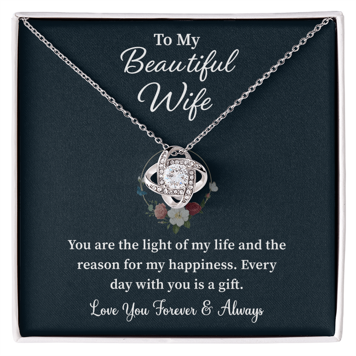 "Romantic wife gift necklace with heartfelt message"