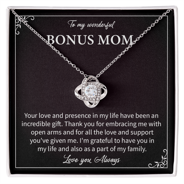 Silver Love Knot Necklace For Women, Ideal Gift For Stepmom