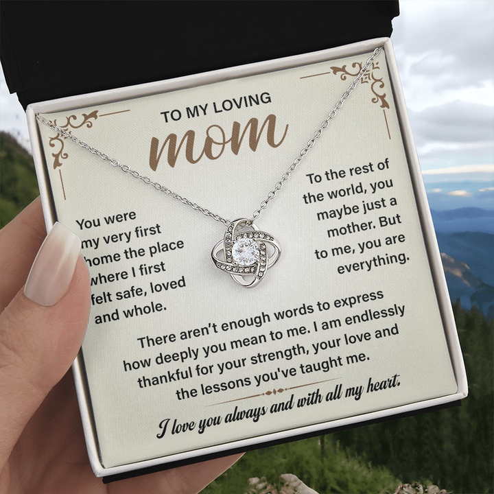Special silver jewelry gift with love message for mom