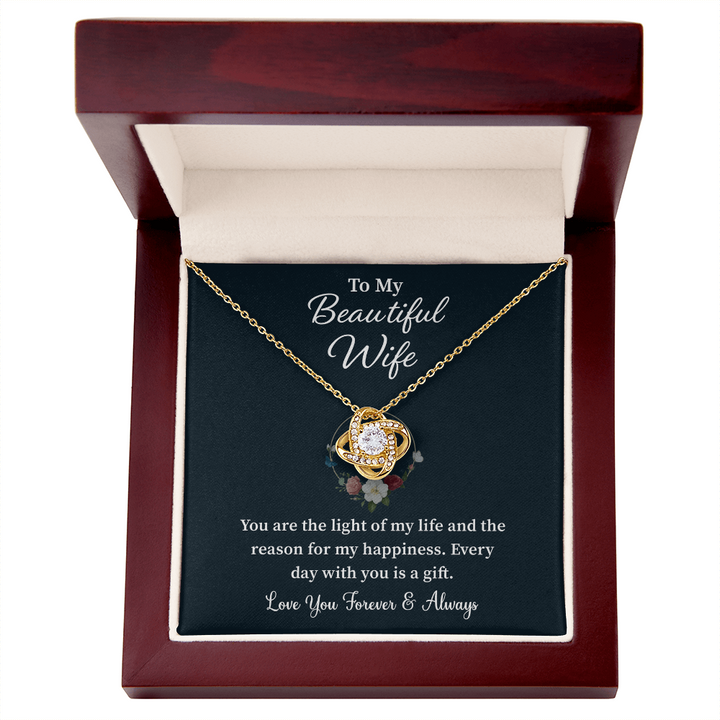 "Romantic wife gift necklace with heartfelt message"
