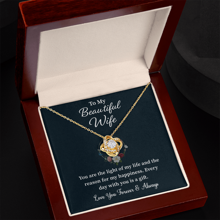 "Romantic wife gift necklace with heartfelt message"