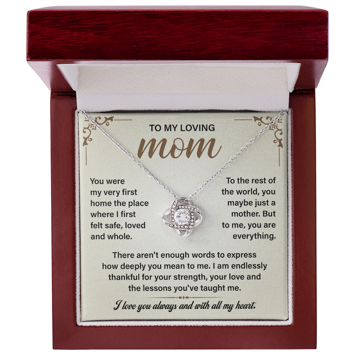 Special silver jewelry gift with love message for mom