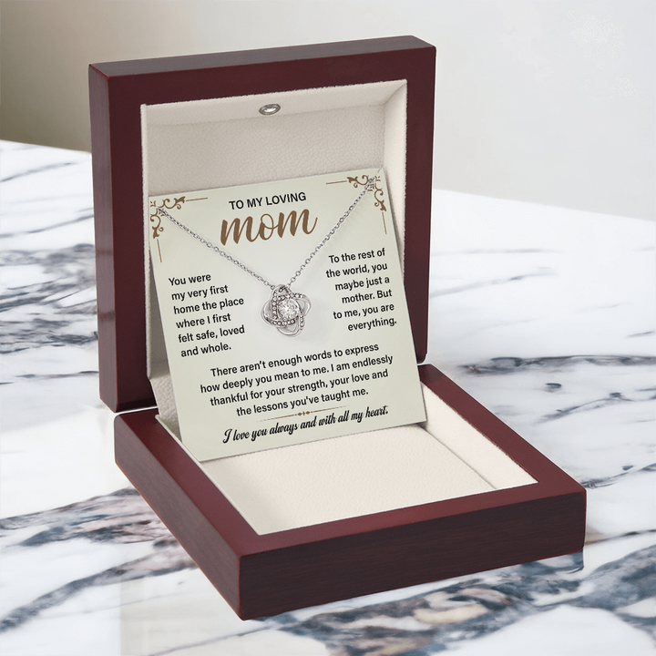 Special silver jewelry gift with love message for mom