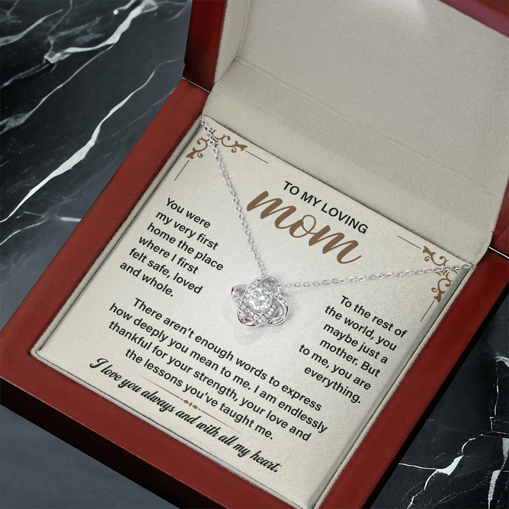 Special silver jewelry gift with love message for mom