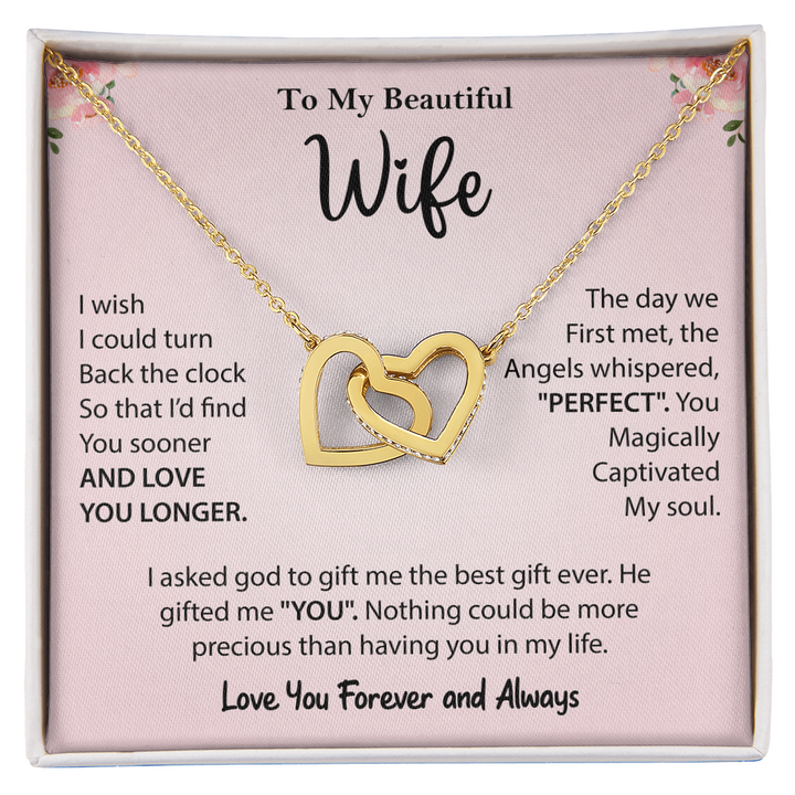 "Romantic wife gift necklace with heartfelt message"