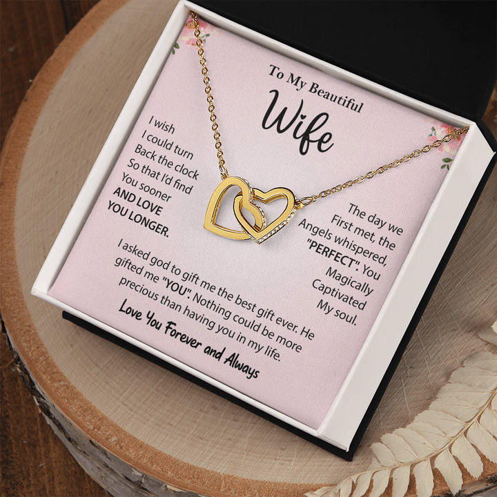 "Romantic wife gift necklace with heartfelt message"