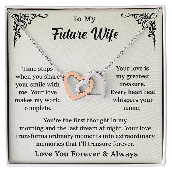 "Future Wife necklace with double heart pendant"