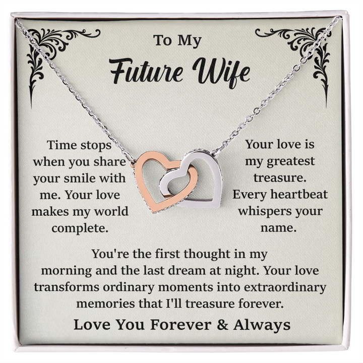 "Future Wife necklace with double heart pendant"