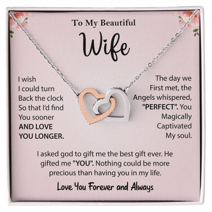 "Romantic wife gift necklace with heartfelt message"