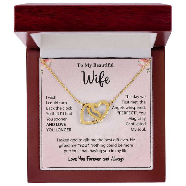 "Romantic wife gift necklace with heartfelt message"
