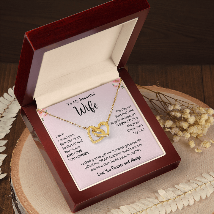 "Romantic wife gift necklace with heartfelt message"