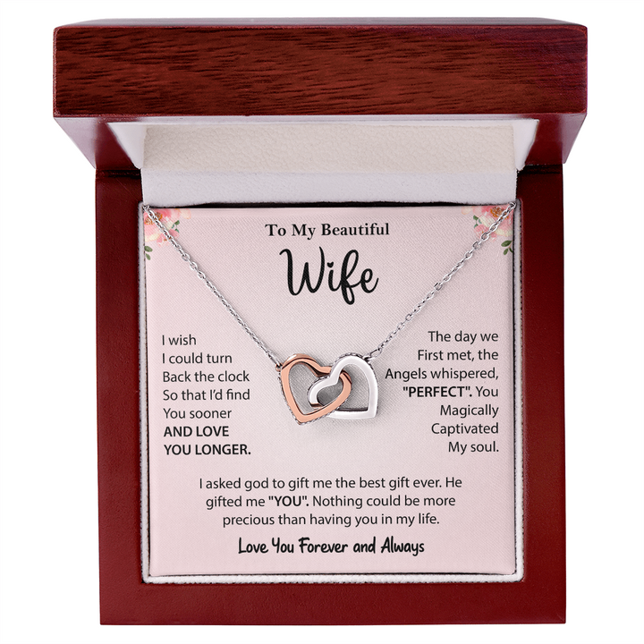 "Romantic wife gift necklace with heartfelt message"