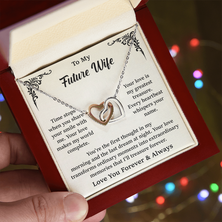 "Future Wife necklace with double heart pendant"