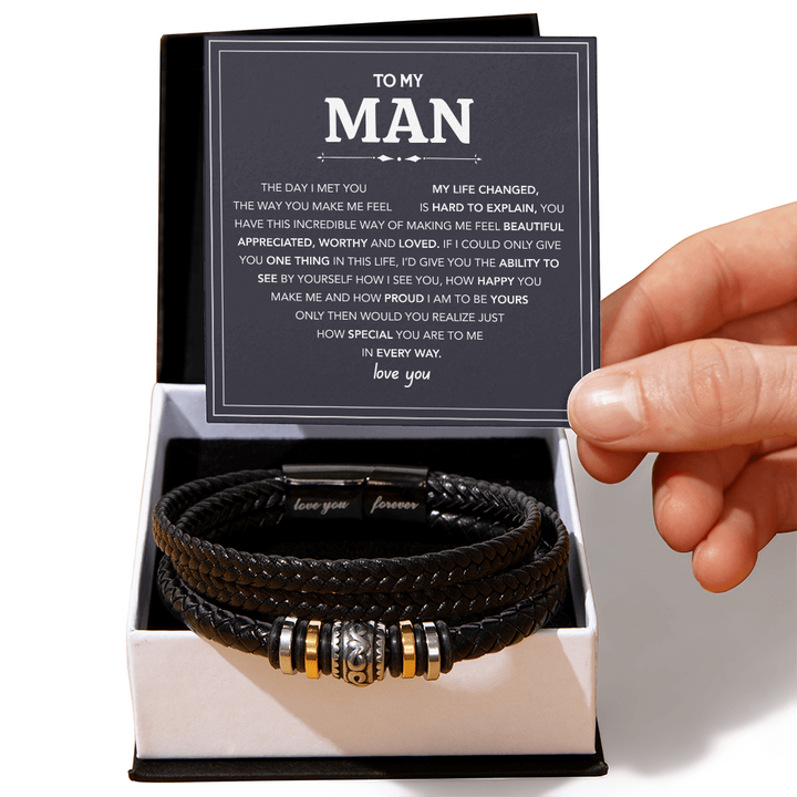 Black Bracelet for Him with Love Card