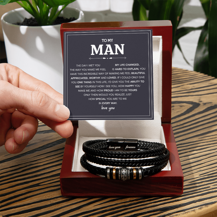 Black Bracelet for Him with Love Card