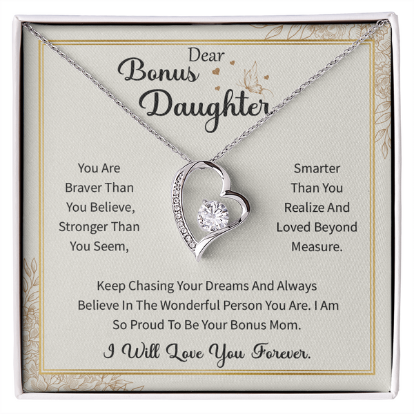 To My Bonus Daughter Necklace- Heart Necklaces for Her
