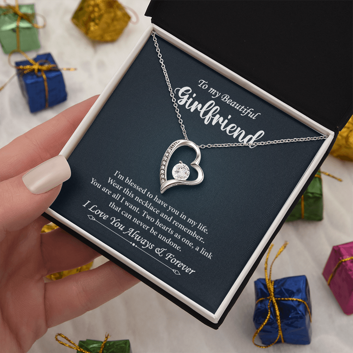 Romantic necklace gift message for her