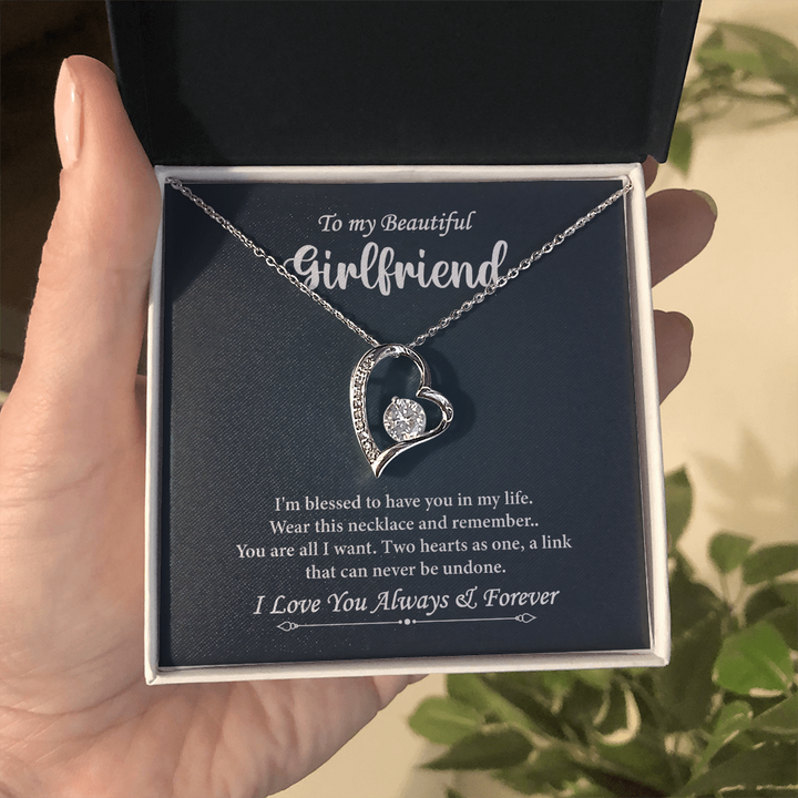 Romantic necklace gift message for her