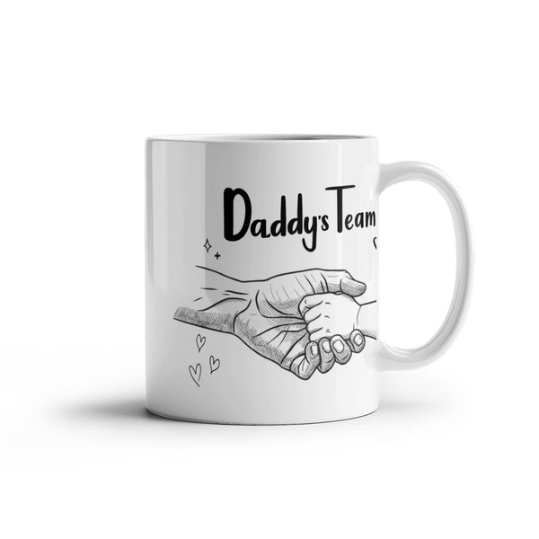 "‘Daddy’s Team’ mug with touching hand design"