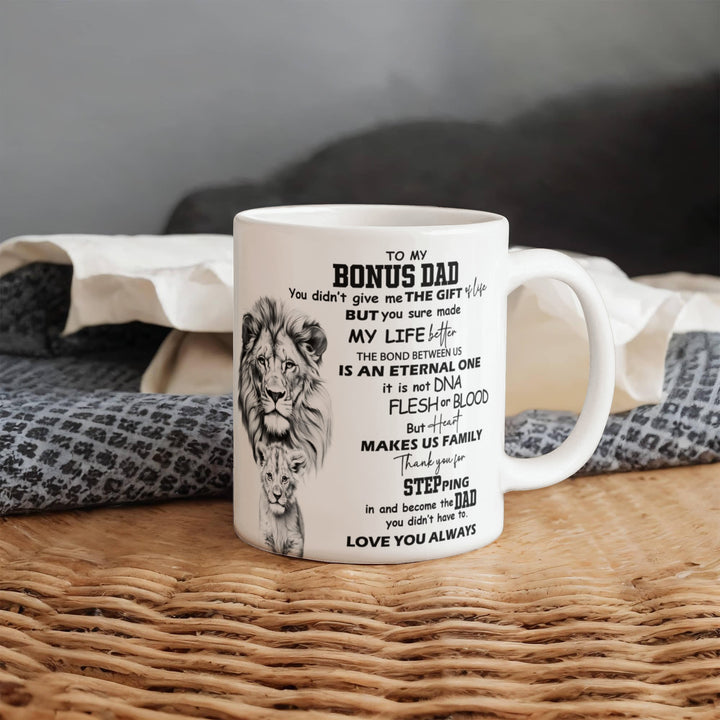 Bonus Dad mug with sweet message and smiley