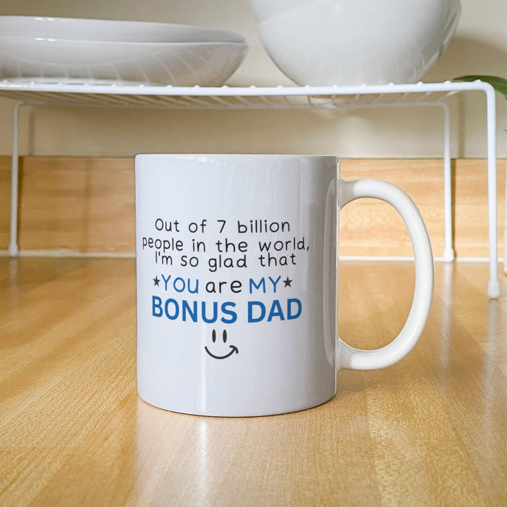 White mug gift for loving bonus dad