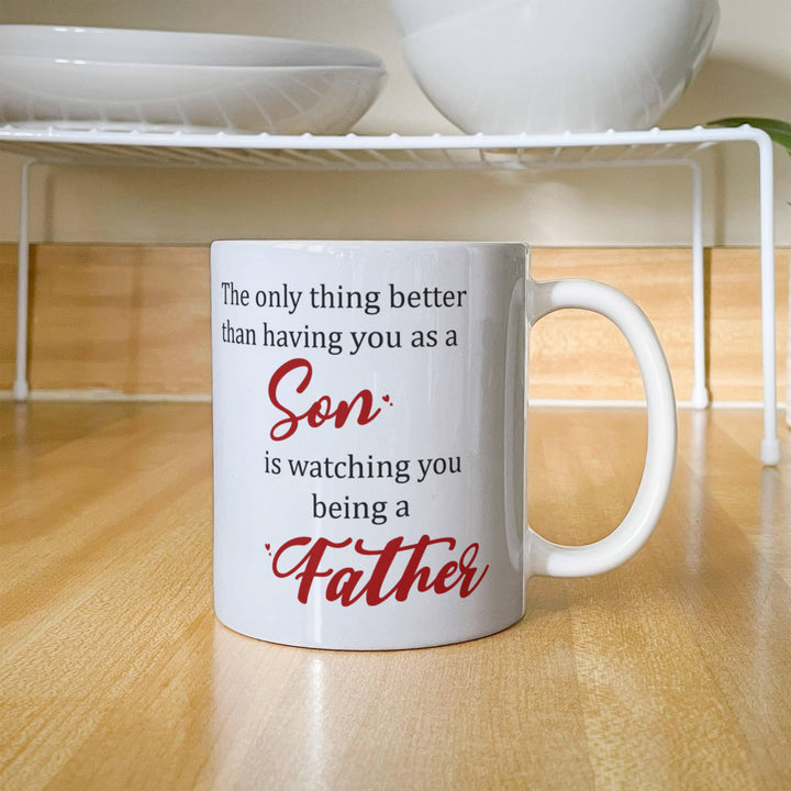Mug with message: proud of son as a father