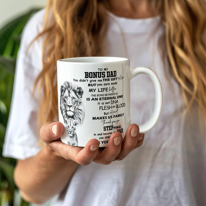 Bonus Dad mug with sweet message and smiley