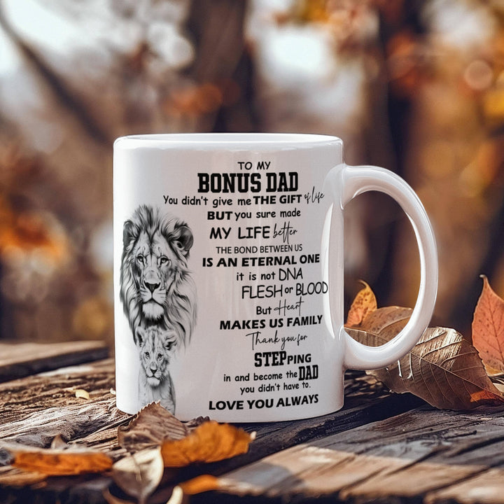 Bonus Dad mug with sweet message and smiley