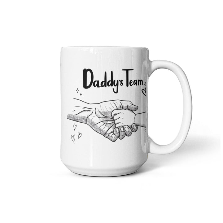 "‘Daddy’s Team’ mug with touching hand design"