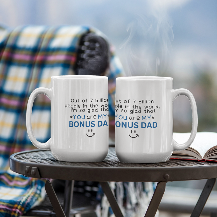 White mug gift for loving bonus dad